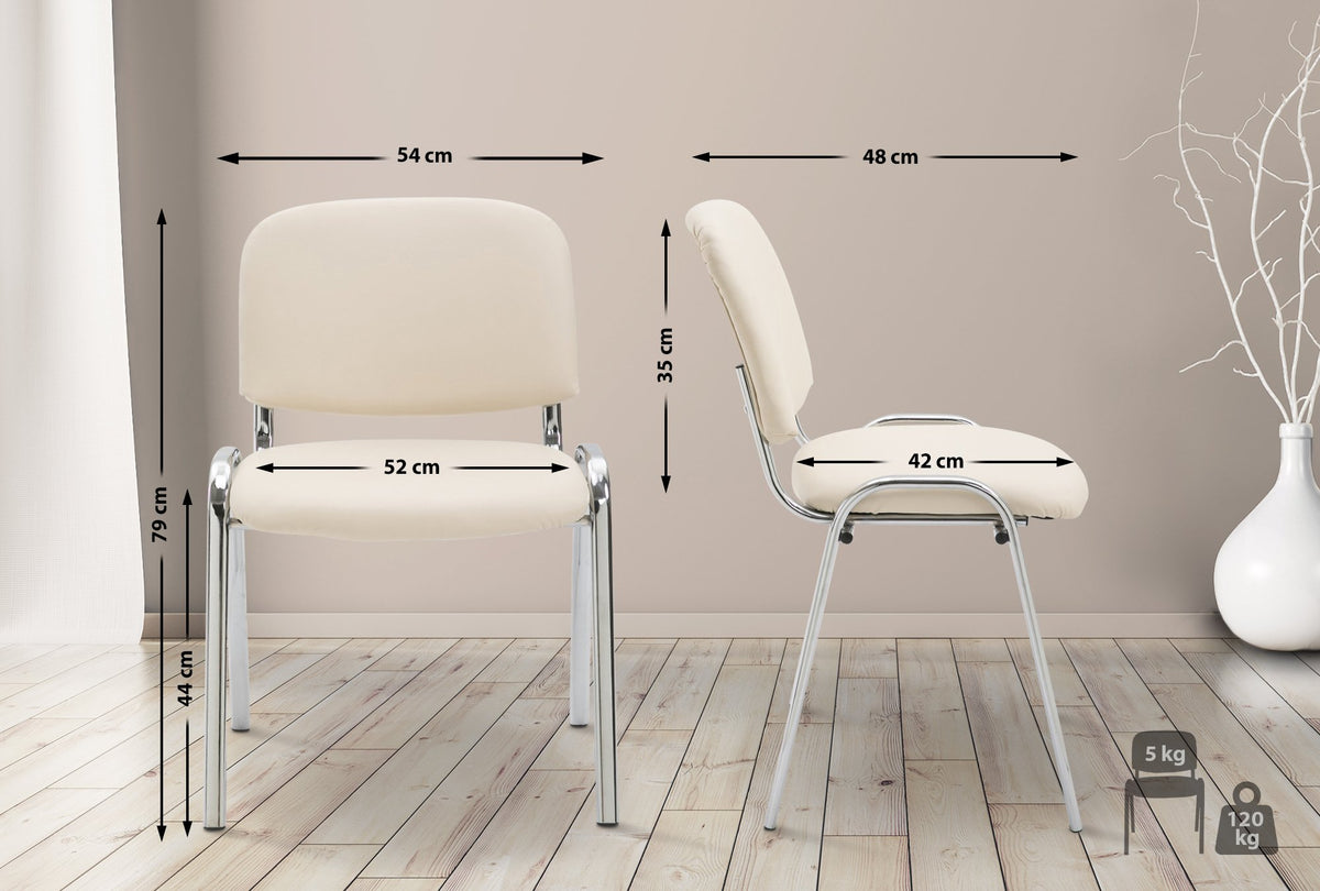 Eetkamerstoel Ken Chroomoptiek, Kunstleer creme creme