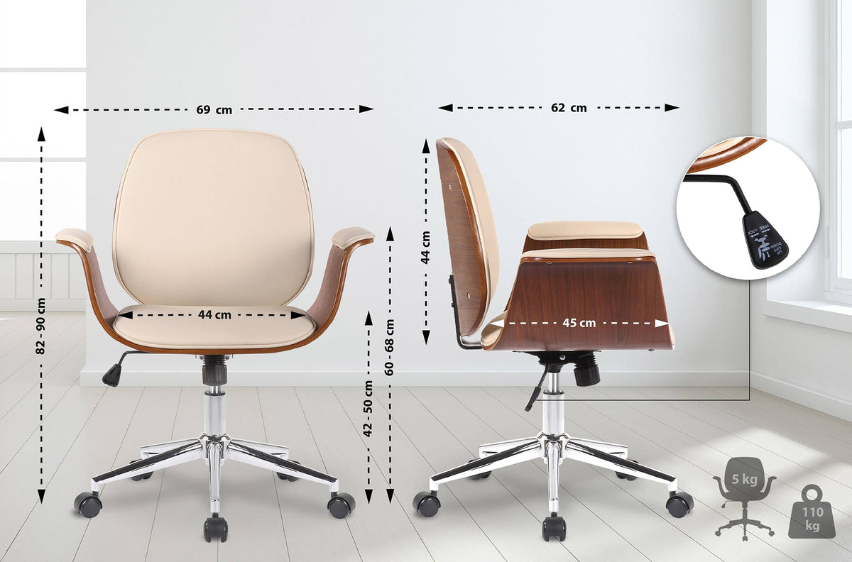 Bureaustoel Kemberg walnoot/creme walnuss/creme