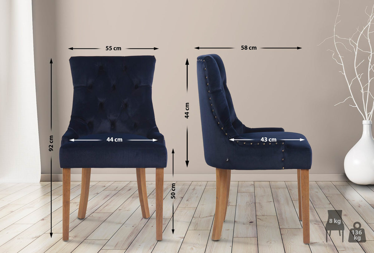Eetkamerstoel Aberdeen fluweel blauw,antiek licht blau