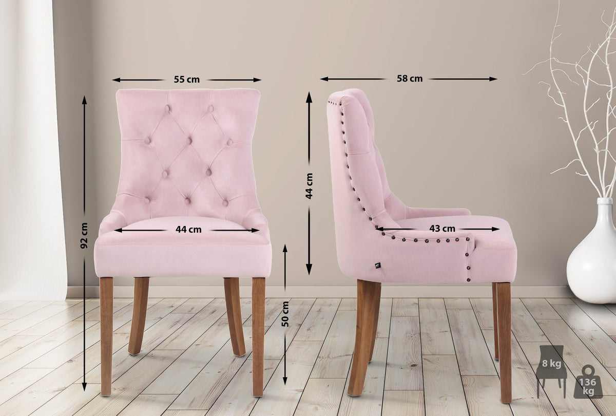 Eetkamerstoel Aberdeen fluweel roze,antiek licht pink