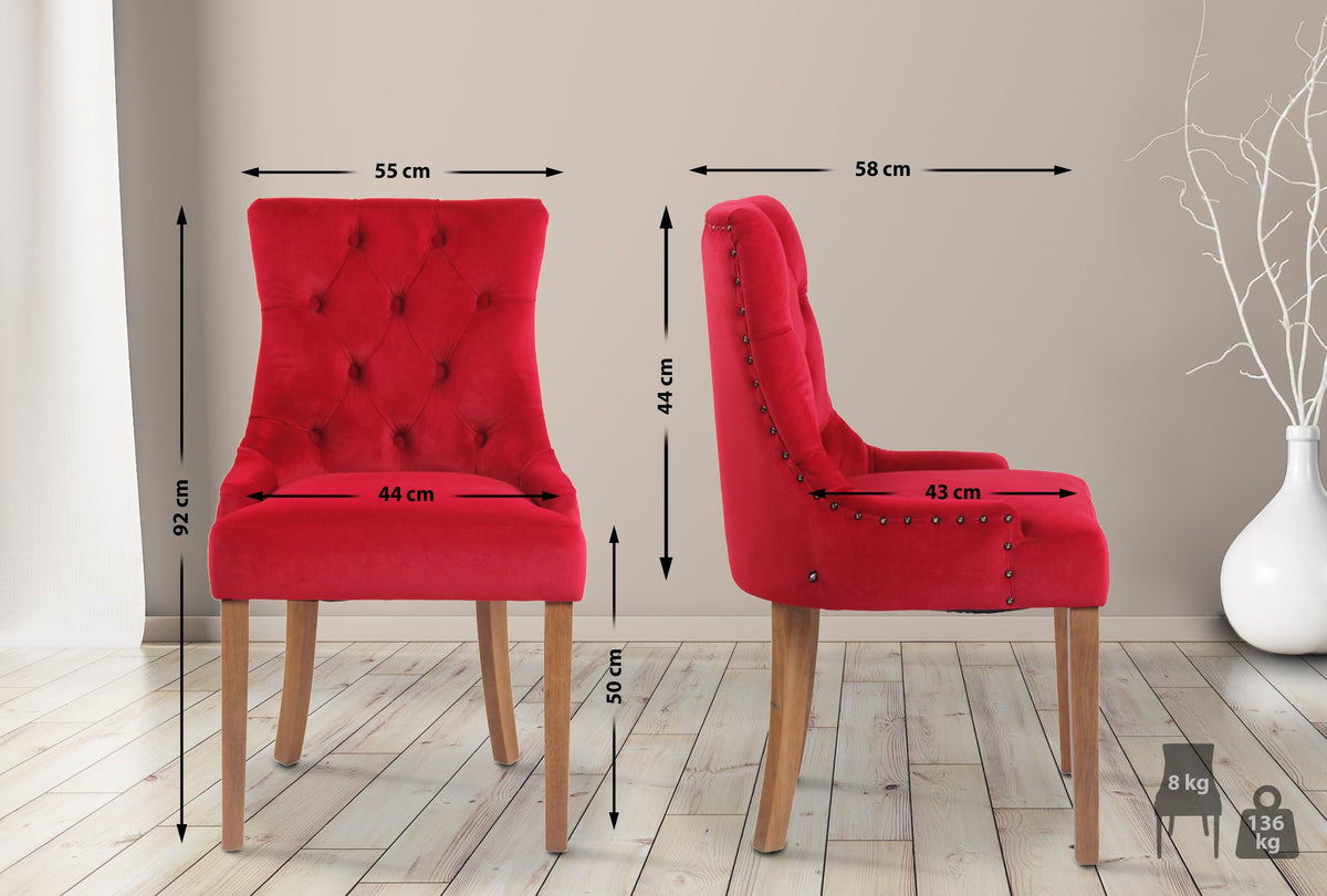 Eetkamerstoel Aberdeen fluweel rood,antiek licht rot