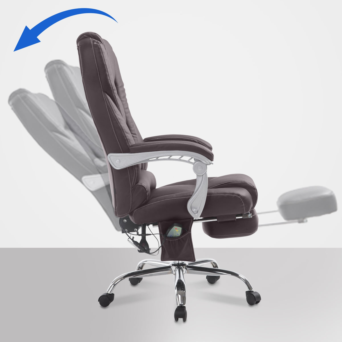 Pacific bureaustoel met massagefunctie V2 kunstleer bruin braun