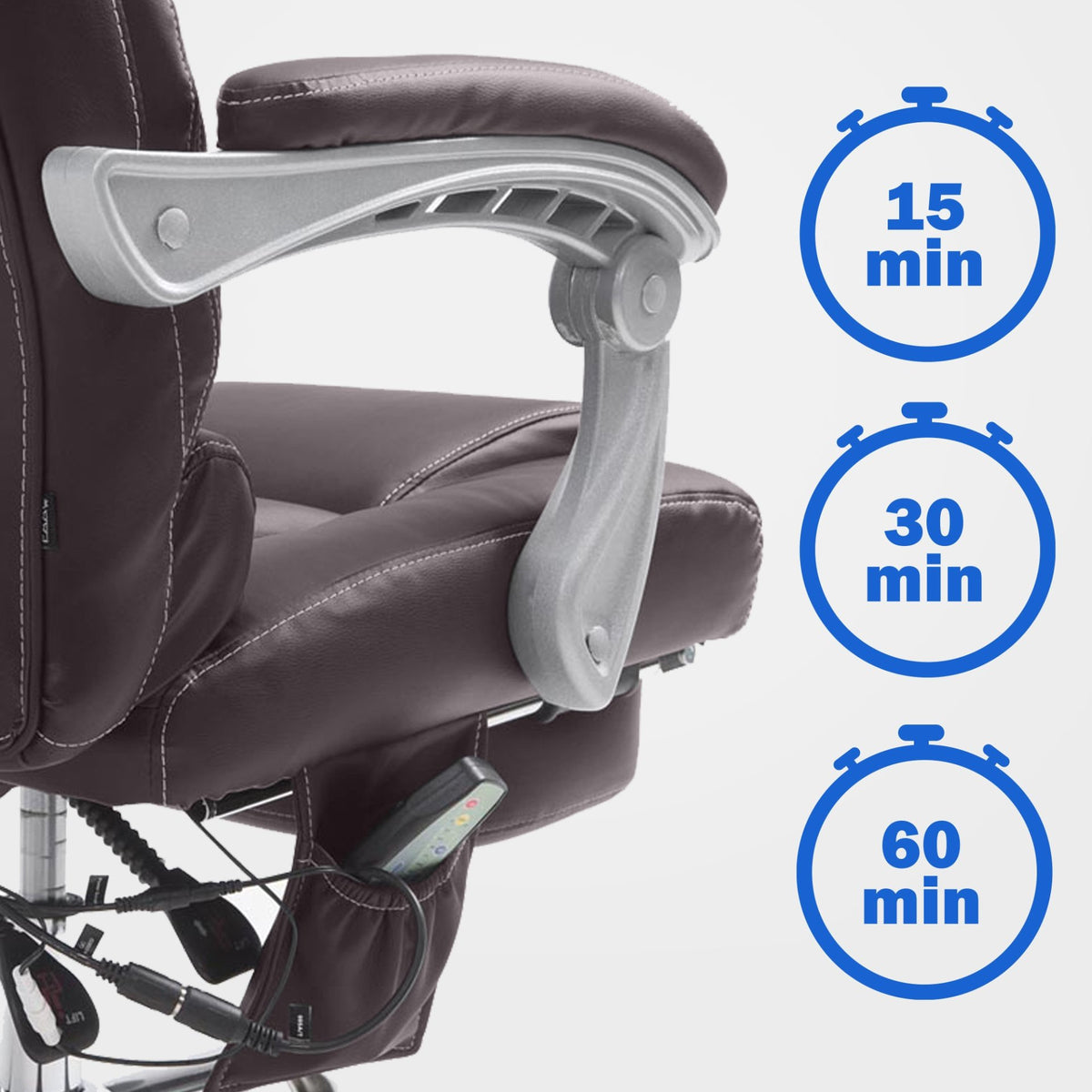 Pacific bureaustoel met massagefunctie V2 kunstleer bruin braun