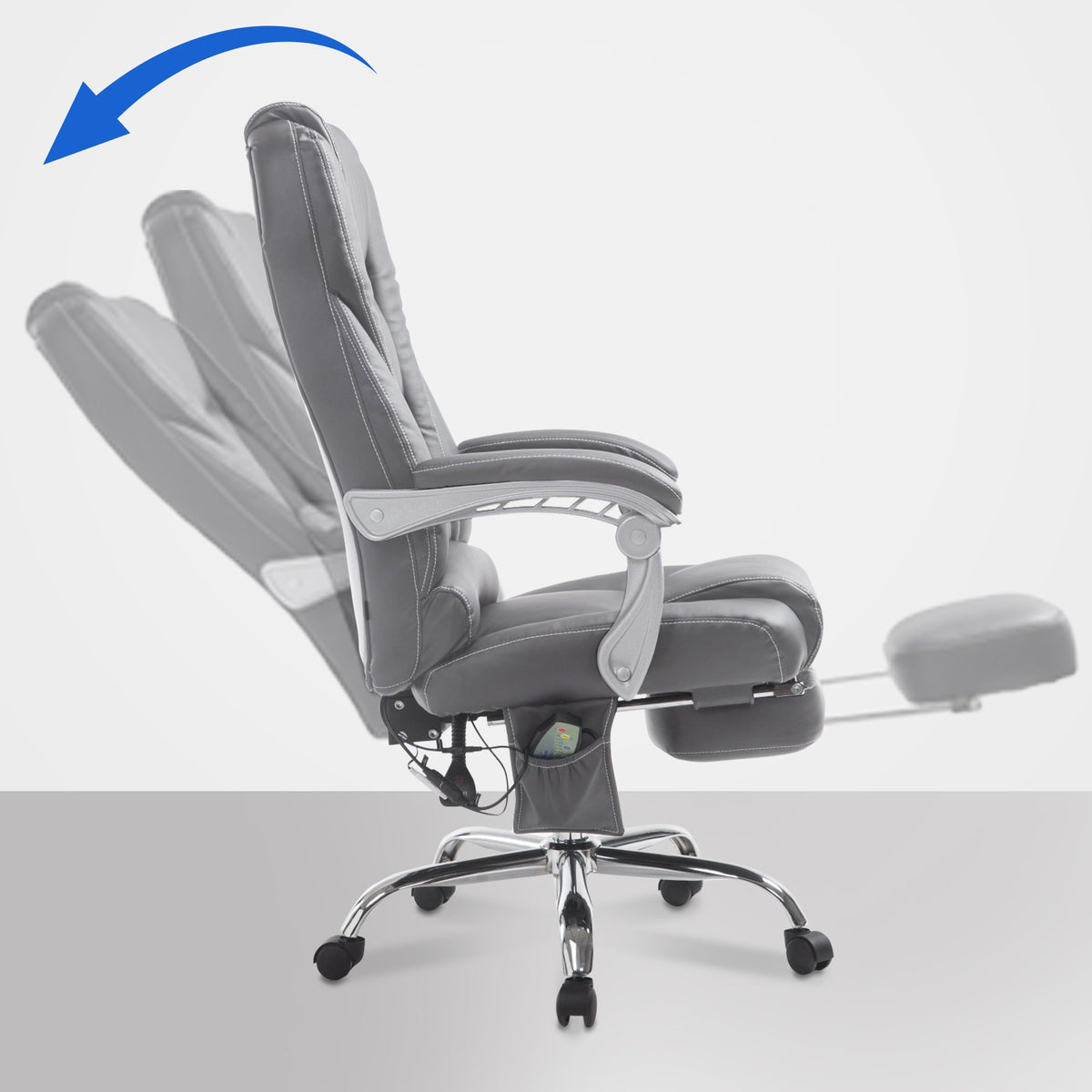 Pacific bureaustoel met massagefunctie V2 kunstleer grijs grau