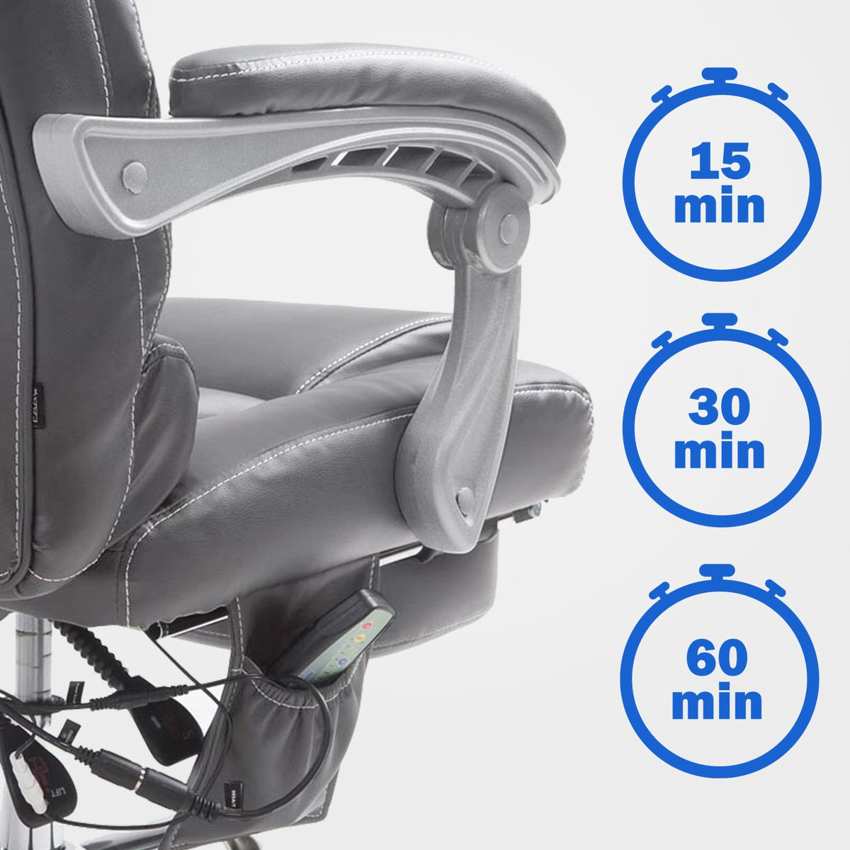Pacific bureaustoel met massagefunctie V2 kunstleer grijs grau