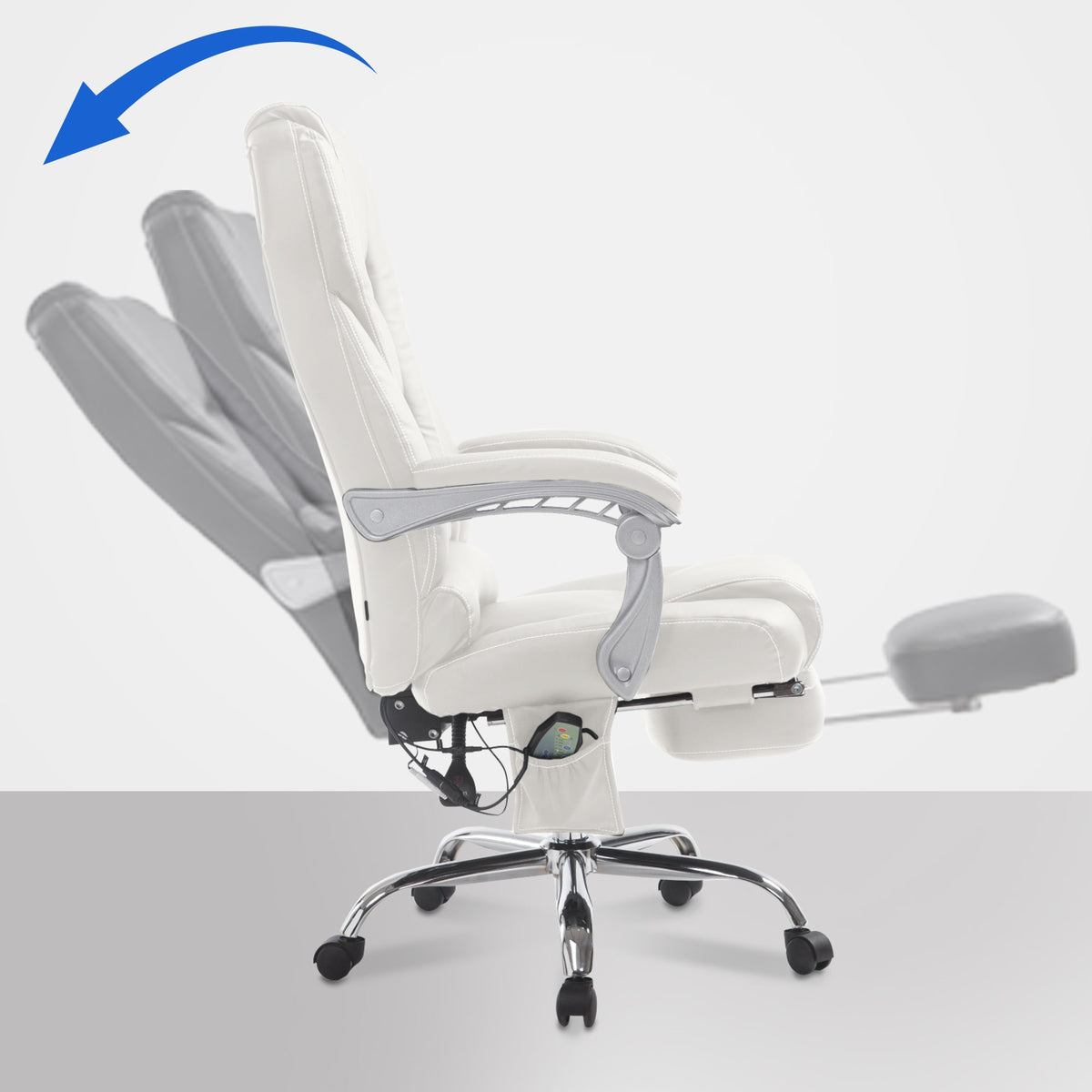 Pacific bureaustoel met massagefunctie V2 kunstleer wit weiß
