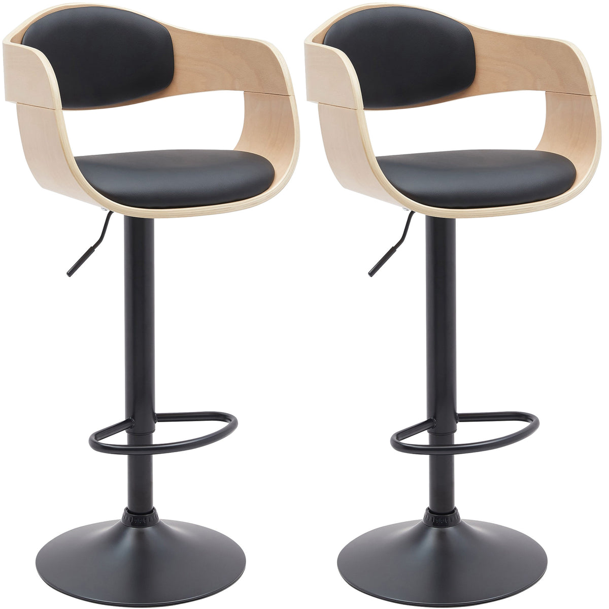 Set van 2 barkrukken Kingston natura/zwart,Kunstleer natura/schwarz