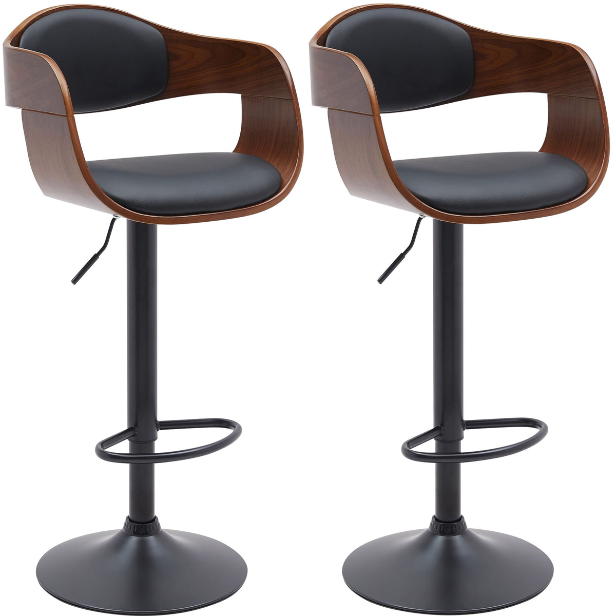 Set van 2 barkrukken Kingston walnoot/zwart,Kunstleer walnuss/schwarz