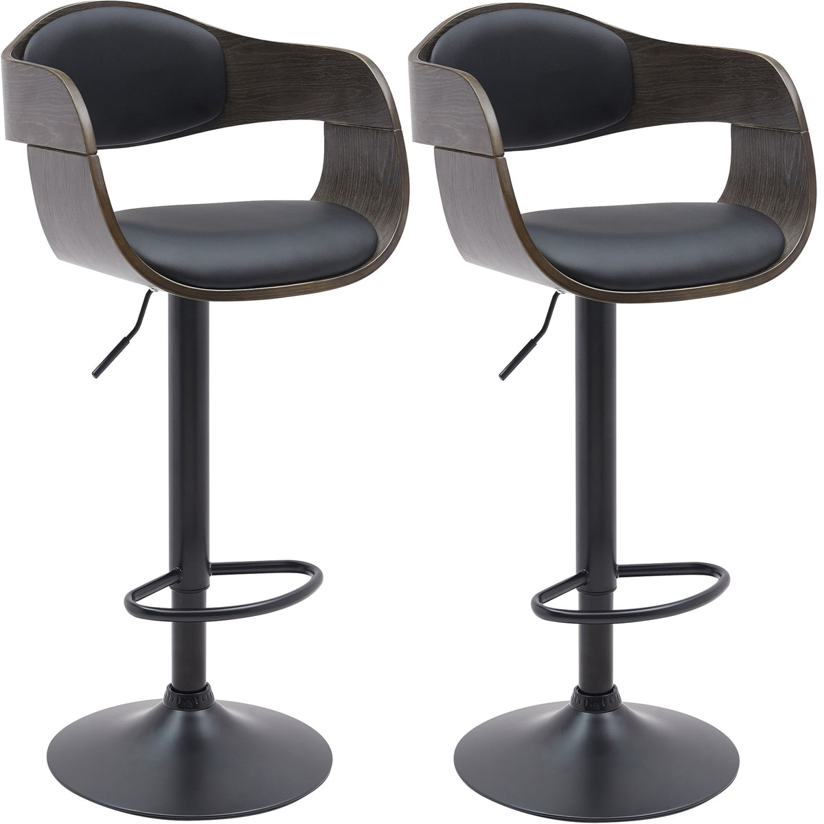 Set van 2 barkrukken Kingston zwart/grijs,Kunstleer schwarz/grau
