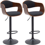 Set van 2 barkrukken Kingston walnoot/zwart,Stof walnuss/schwarz