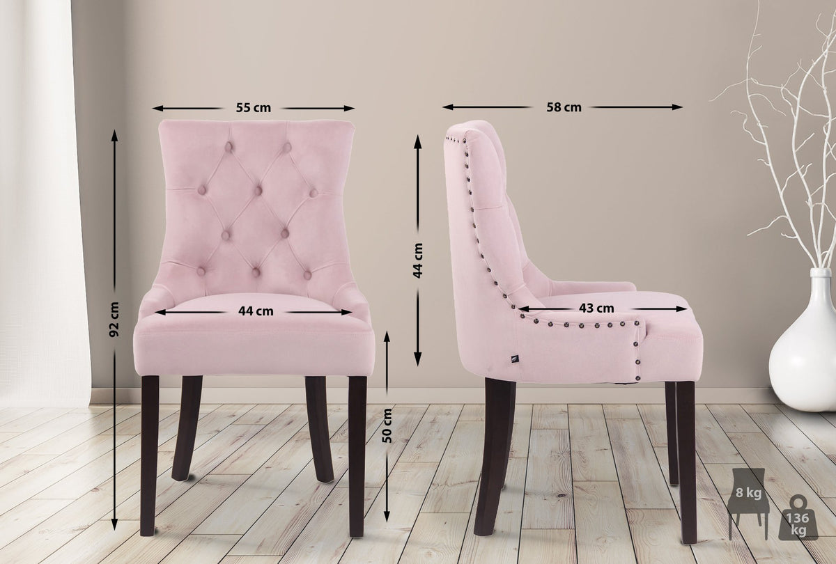 Set van 4 eetkamerstoelen Aberdeen Fluweel roze,antiek pink