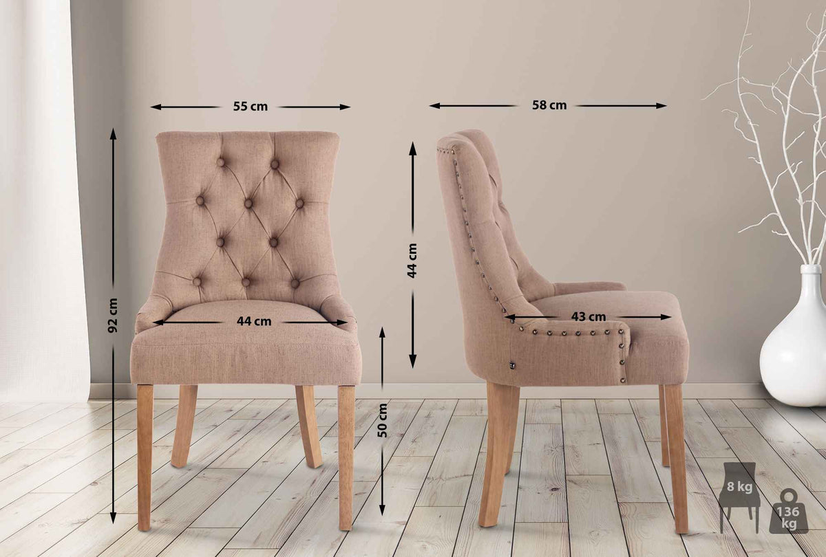 Eetkamerstoel Aberdeen stof taupe,antiek licht taupe