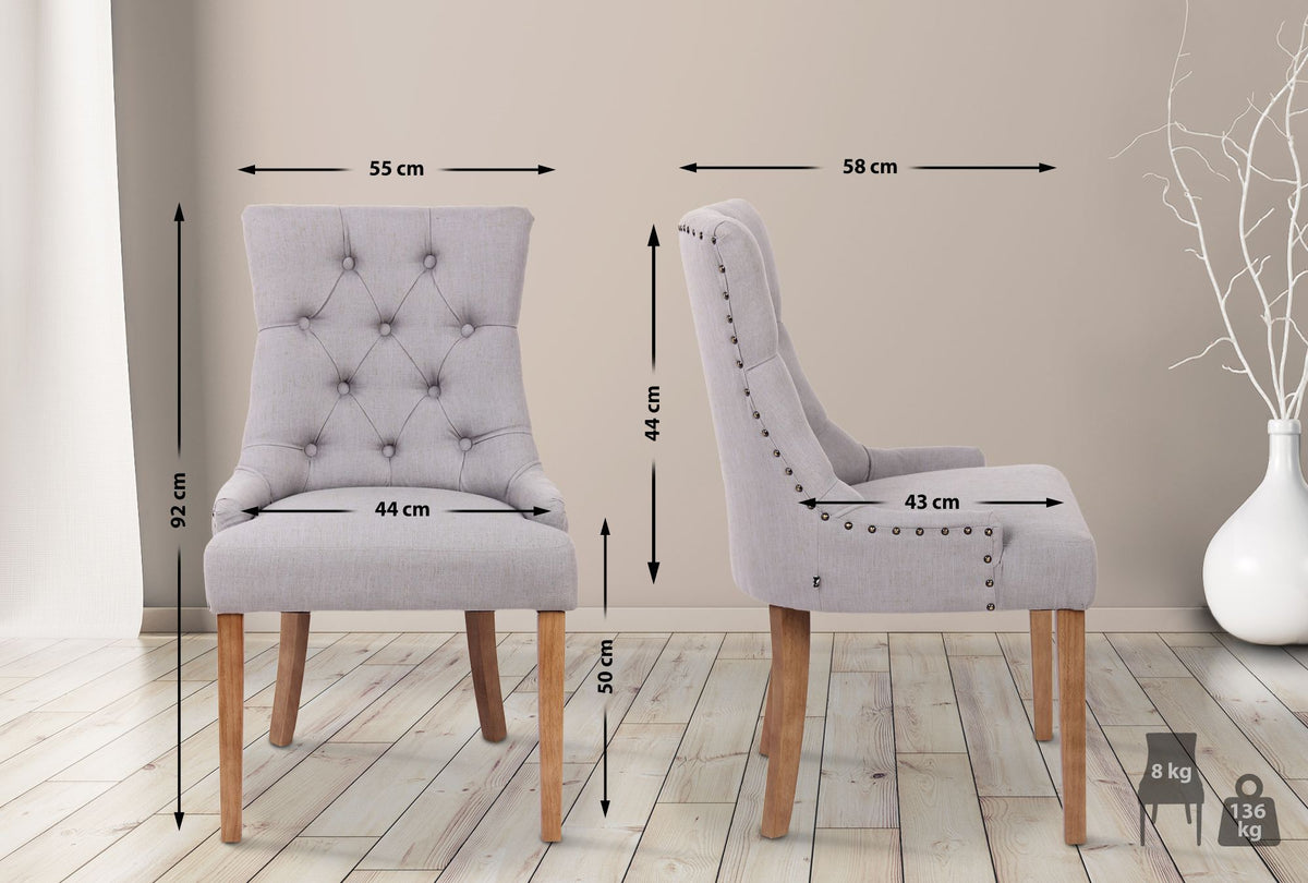 Set van 2 eetkamerstoelen Aberdeen antiek licht,grijs grau