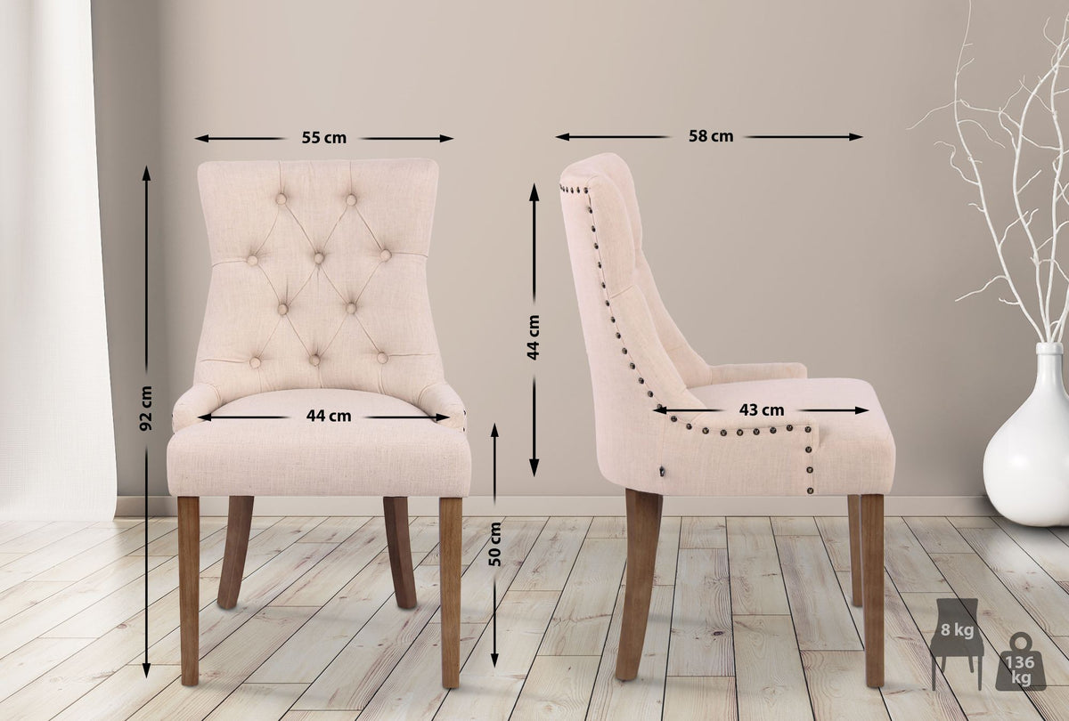 Set van 2 eetkamerstoelen Aberdeen antiek licht,creme creme