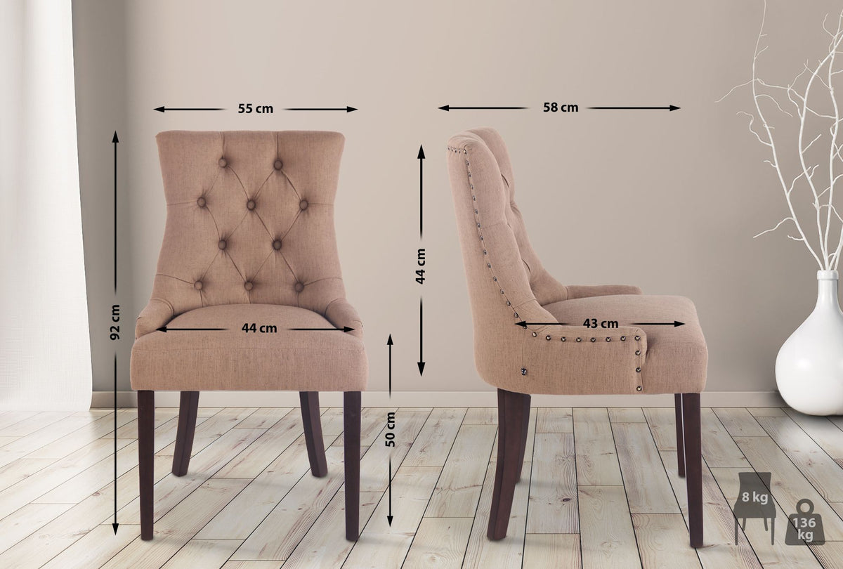 Set van 2 eetkamerstoelen Aberdeen antiek,taupe taupe
