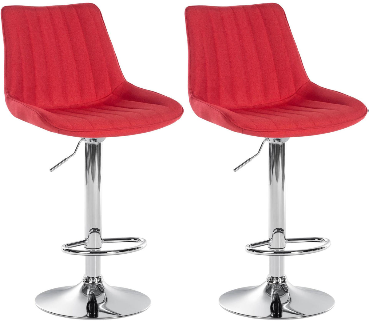 Set van 2 barkrukken Toni stof rood,Metaal in chroomoptiek rot