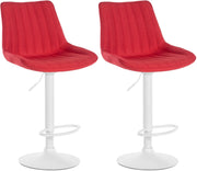 Set van 2 barkrukken Toni stof rood,Metaal mat wit rot