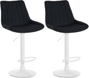 Set van 2 barkrukken Toni stof zwart,Metaal mat wit schwarz