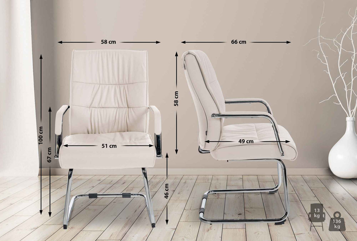 Bezoekersstoel Sievert Kunstleer creme creme