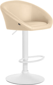 Barkruk Davie kunstleer creme,Metaal mat wit creme