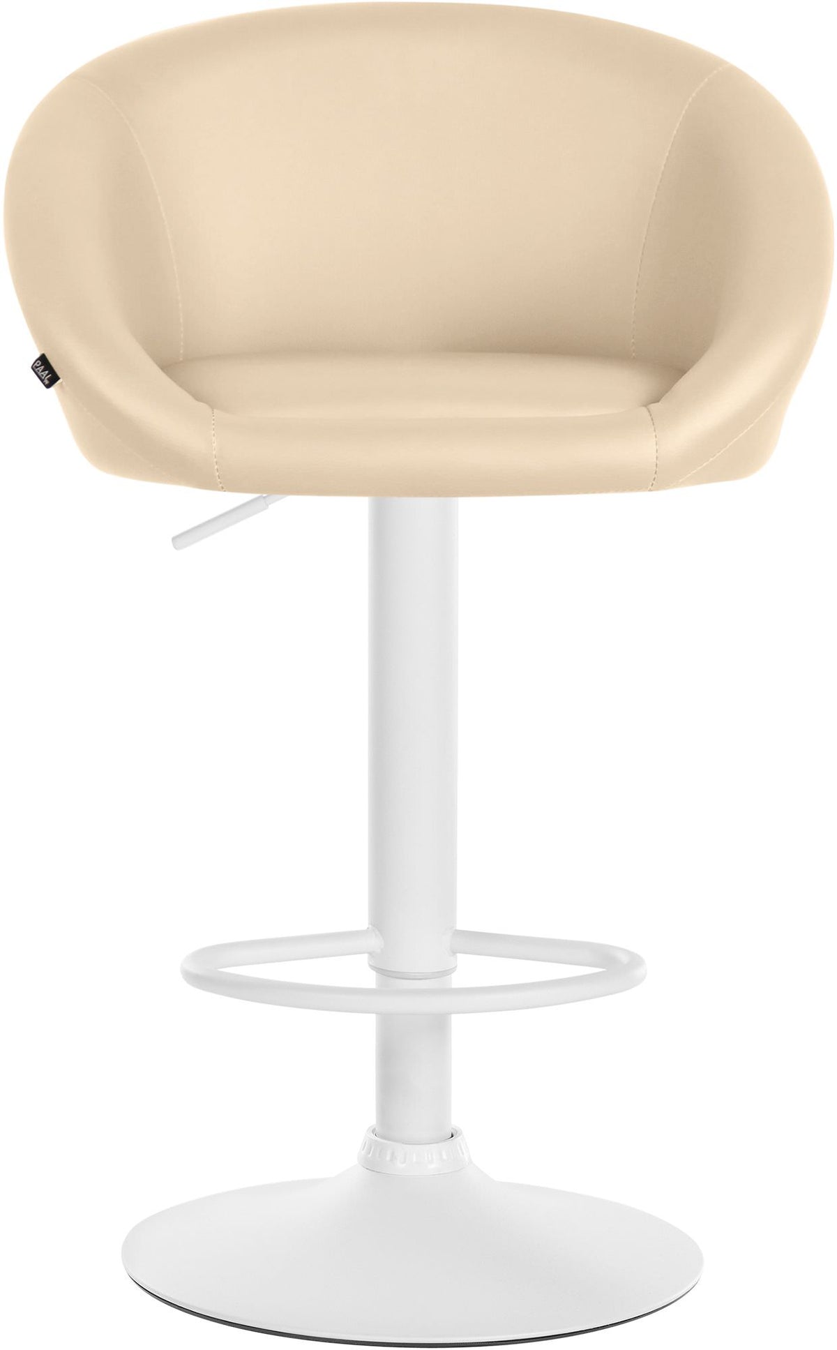 Barkruk Davie kunstleer creme,Metaal mat wit creme