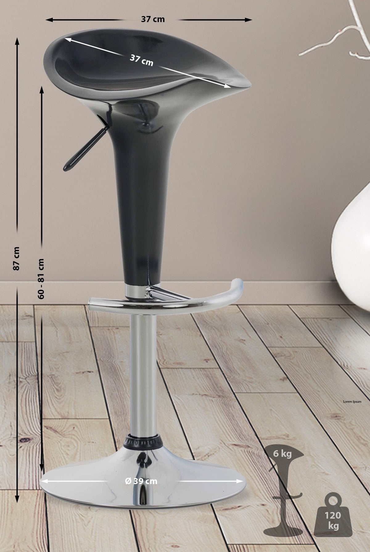 Barkruk Saddle grijs grau