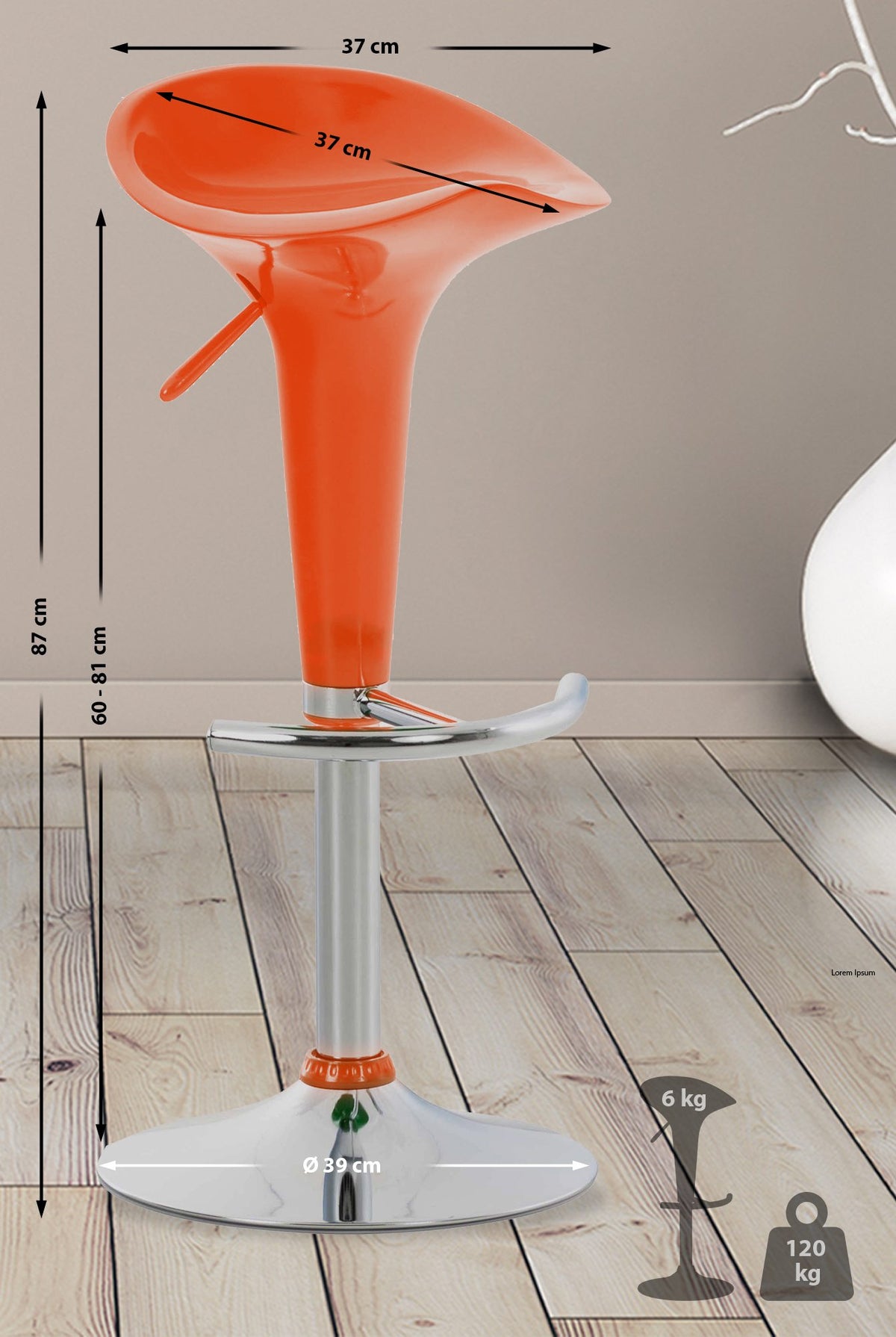 Barkruk Saddle oranje orange