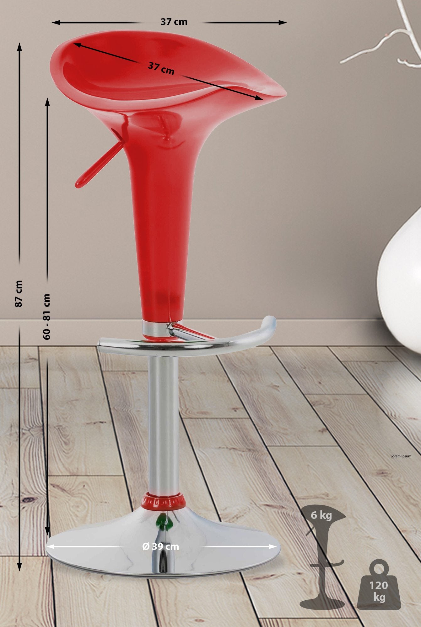 Barkruk Saddle rood rot
