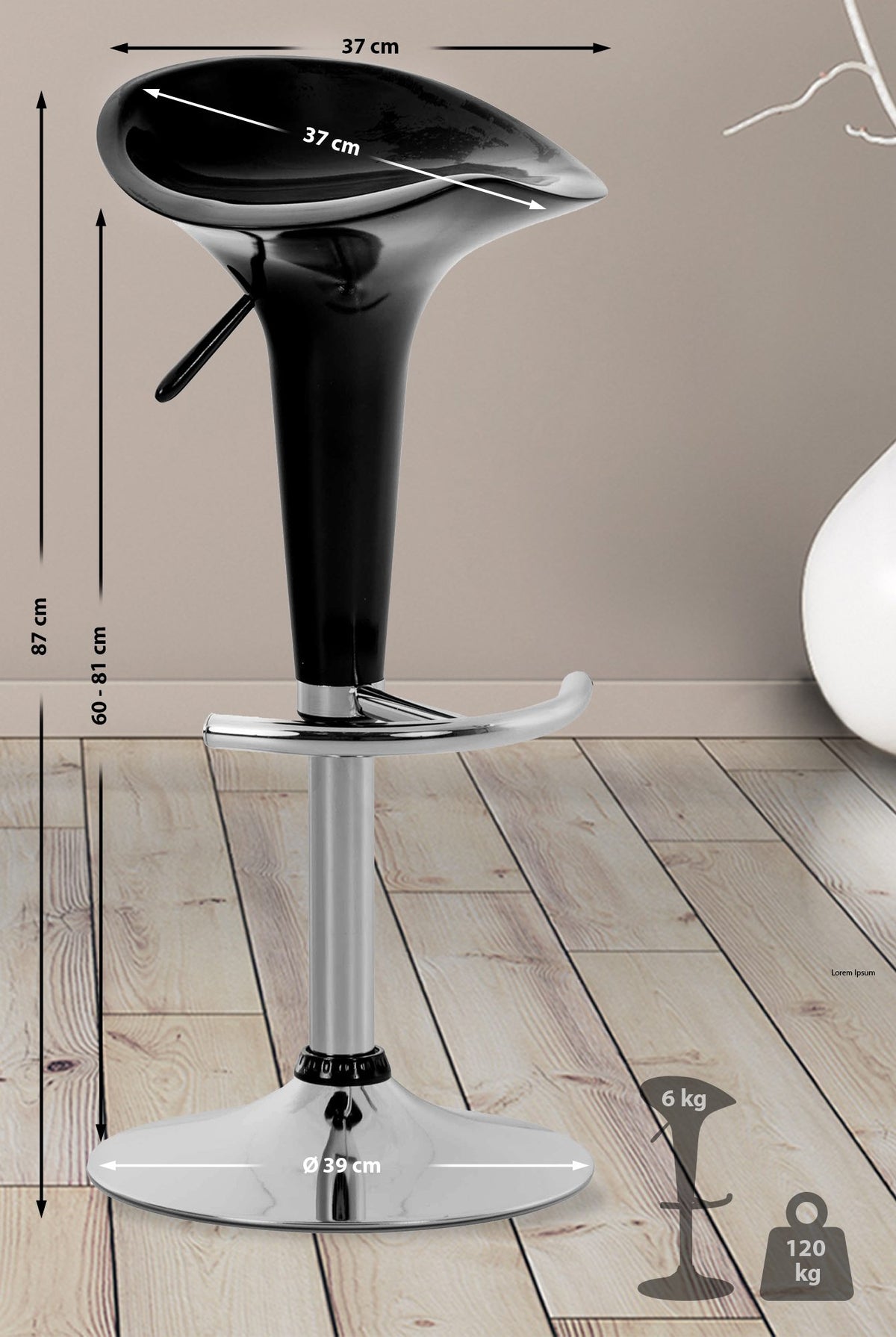 Barkruk Saddle zwart schwarz