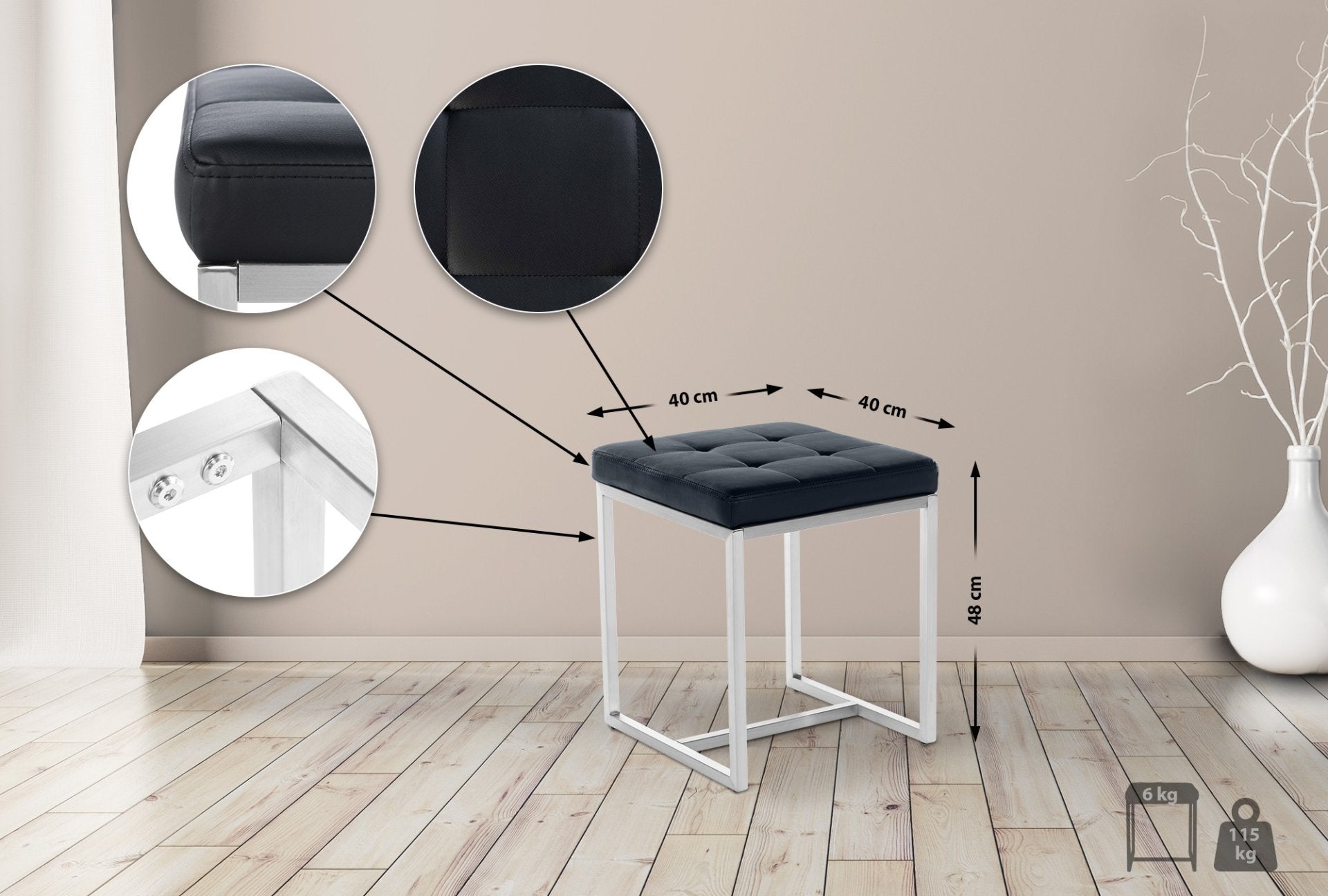 Hocker Barci zwart schwarz