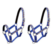 vidaXL Hoofdstellen voor paard maat cob nylon blauw 2 st