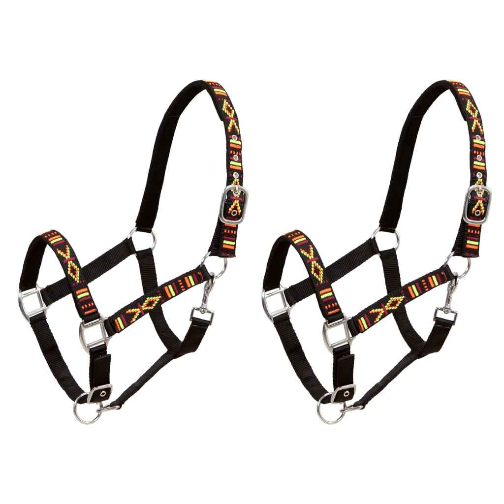 vidaXL Hoofdstellen voor paard maat cob nylon blauw 2 st