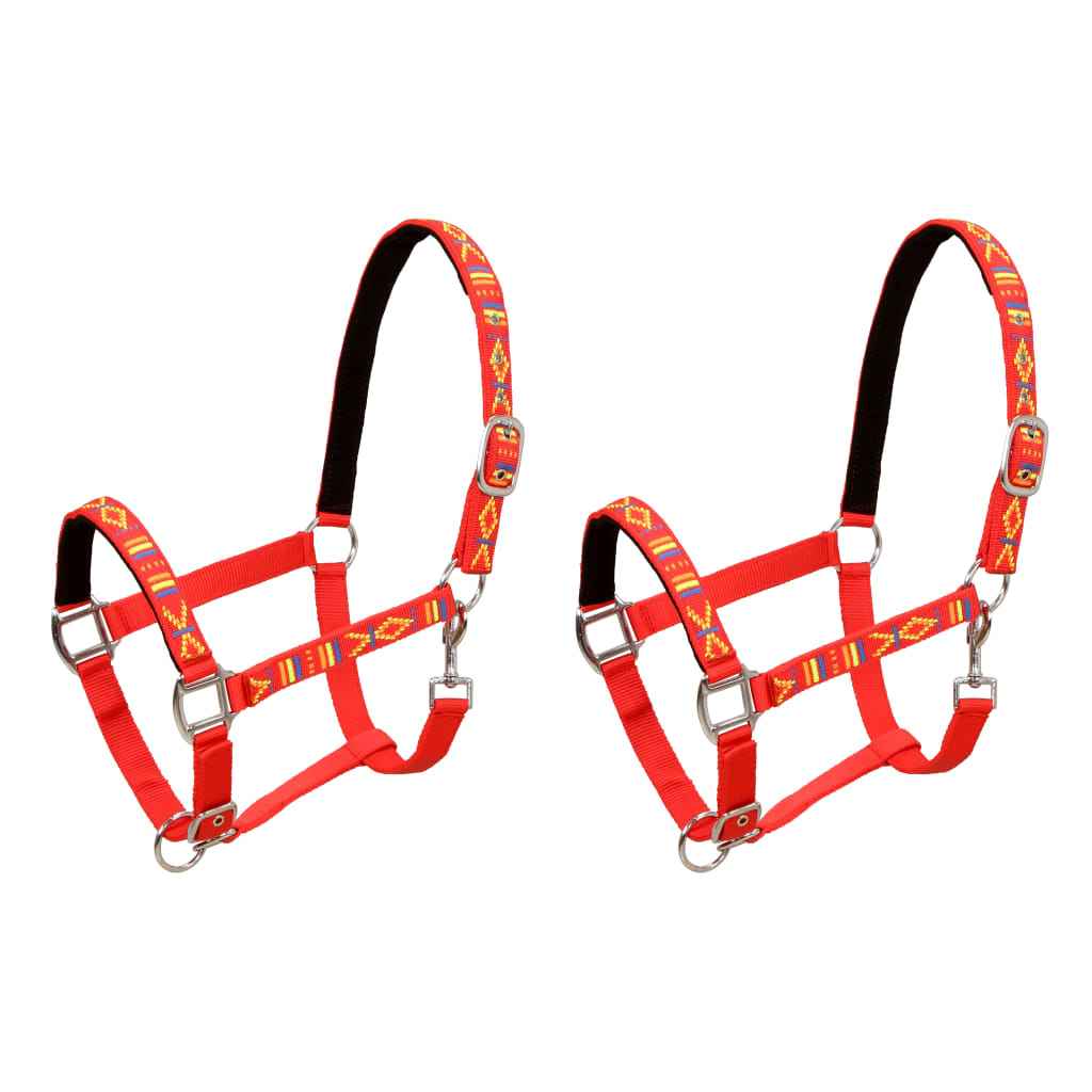 vidaXL Hoofdstellen voor paard maat cob nylon blauw 2 st
