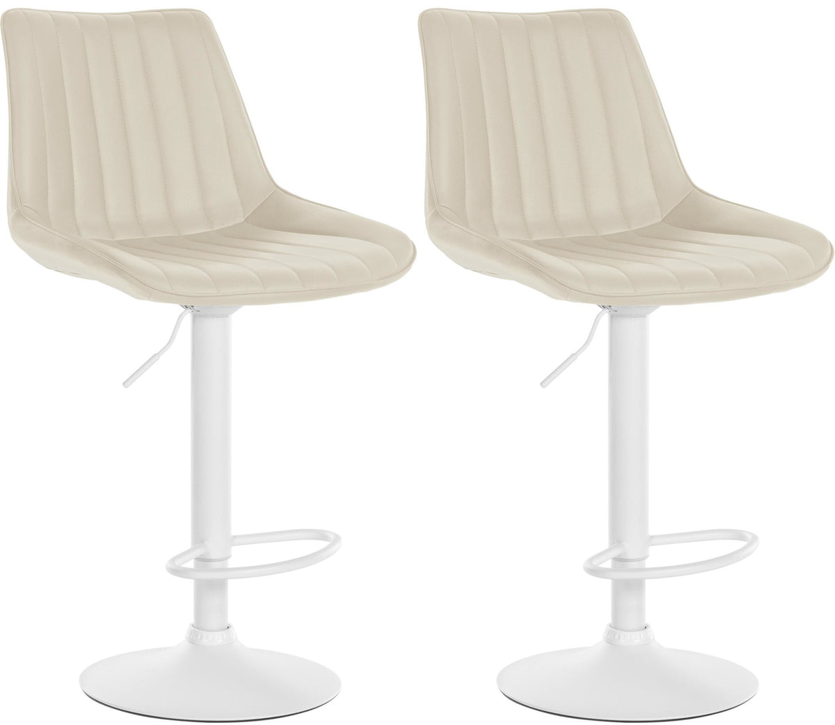 Set van 2 barkrukken Toni kunstleer creme,Metaal mat wit creme