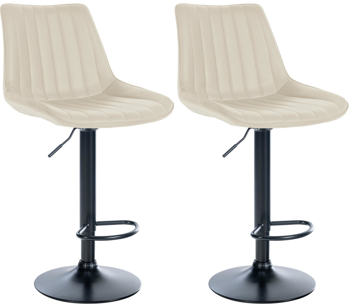 Set van 2 barkrukken Toni kunstleer creme,Metaal mat zwart creme