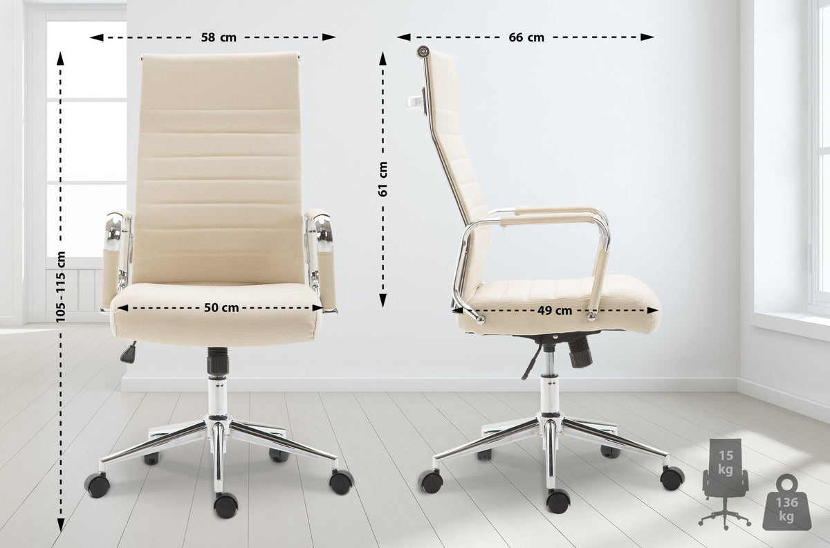 Bureaustoel Columbus Stof creme creme