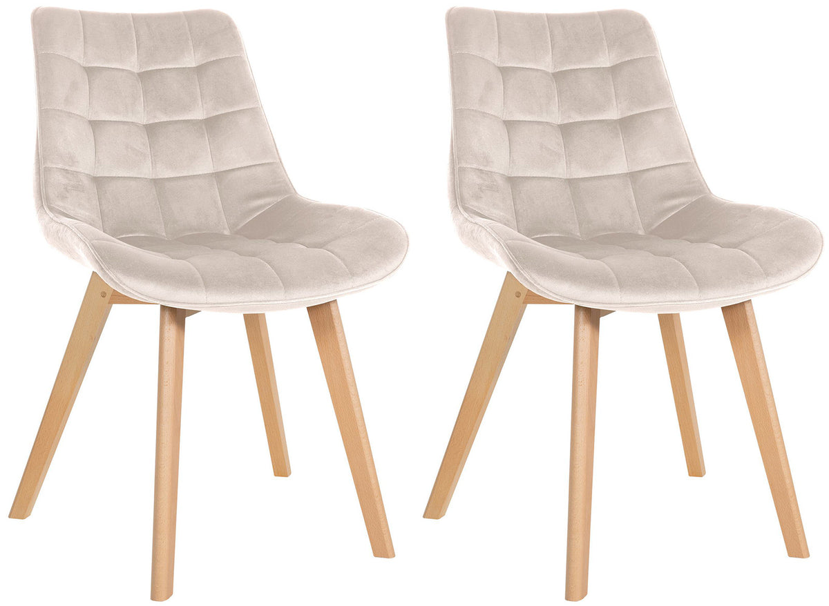 Set van 2 eetkamerstoelen Brook fluweel creme creme