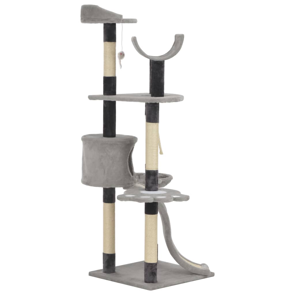 vidaXL Kattenkrabpaal met sisal krabpalen 145 cm grijs
