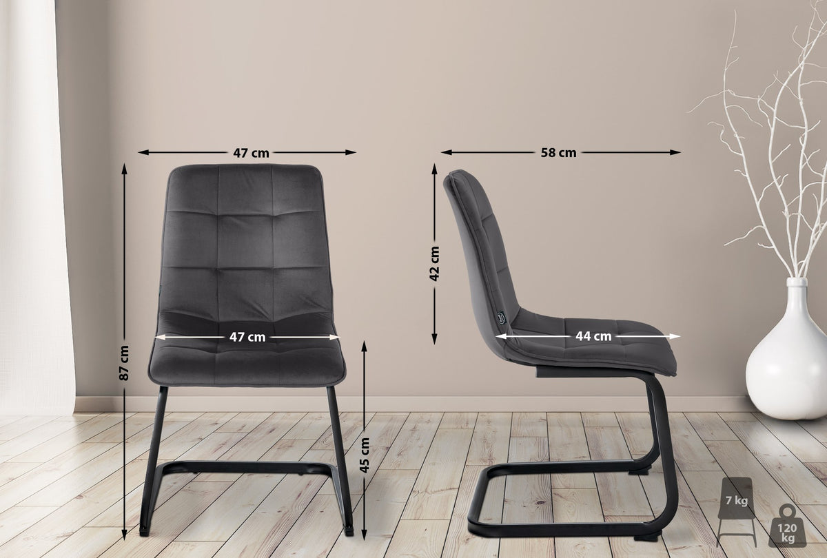 Eetkamerstoel Vermont Velvet zwart schwarz