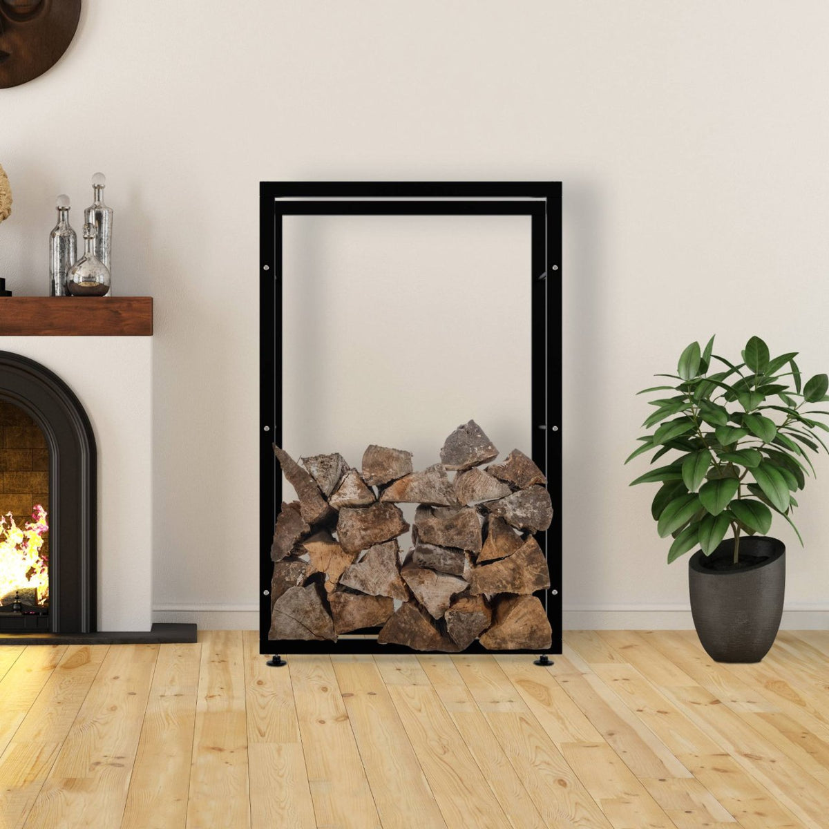 Brandhoutrek Keri zwart,25x80x125 cm schwarz