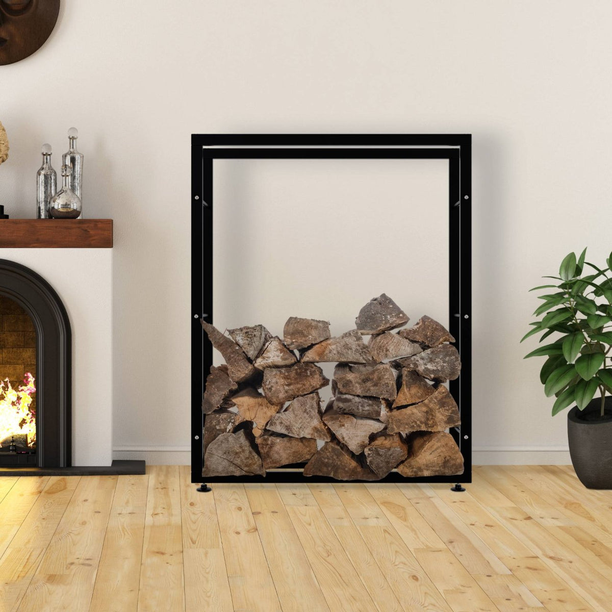 Brandhoutrek Keri zwart,25x100x125 cm schwarz