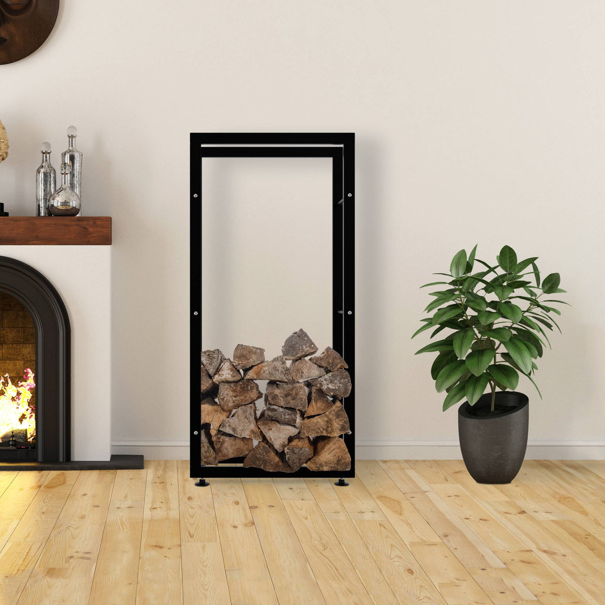 Brandhoutrek Keri zwart,25x60x125 cm schwarz