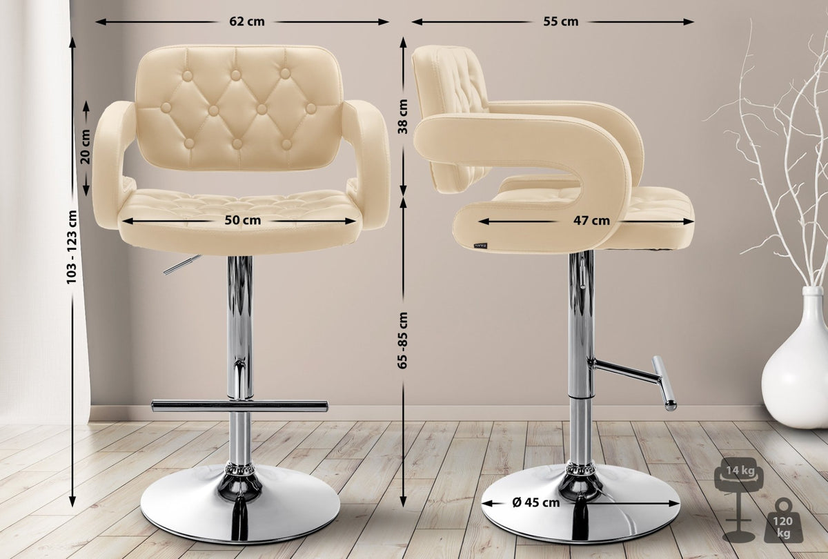 Barkruk Dublin creme,chroom creme
