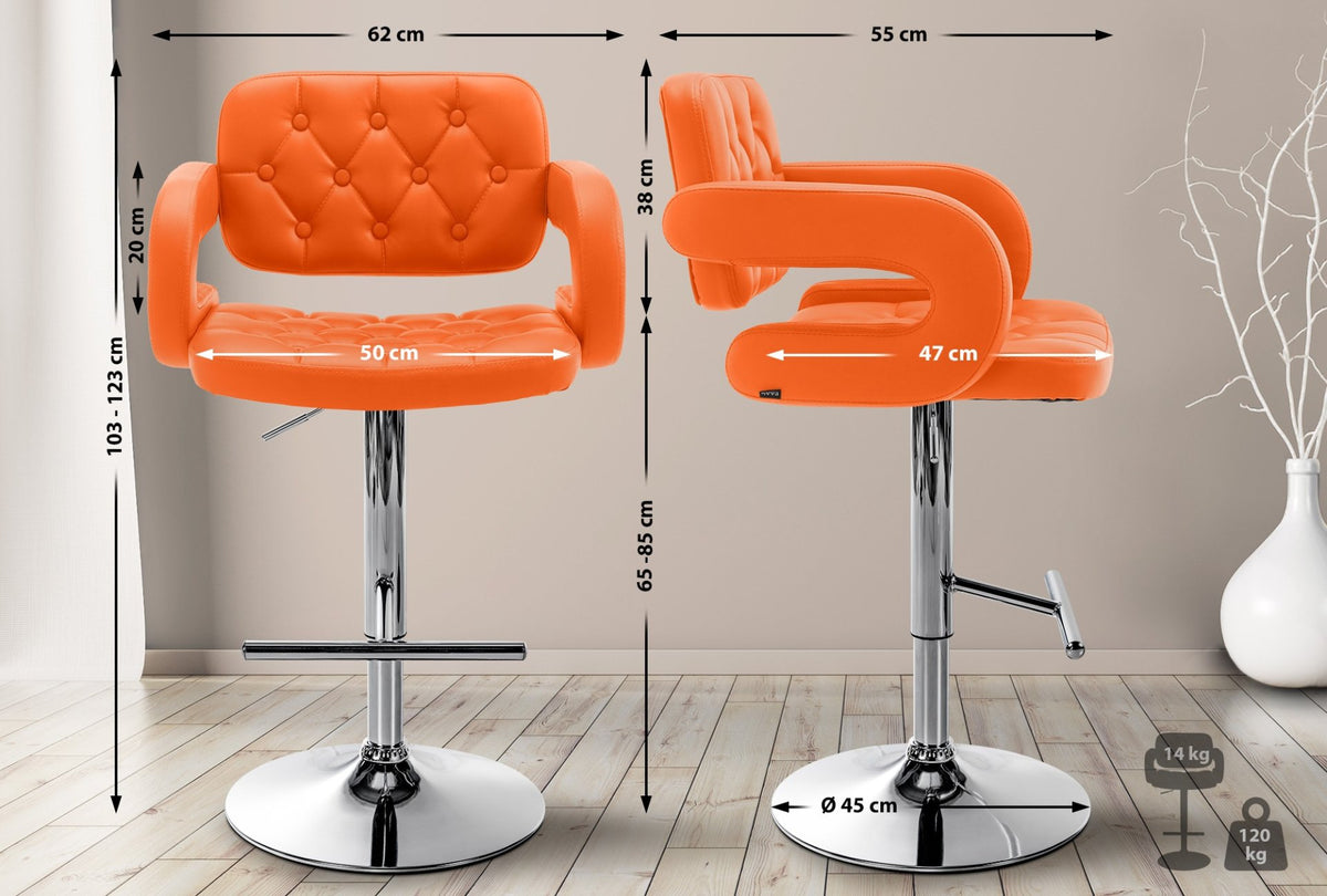 Barkruk Dublin oranje,chroom orange