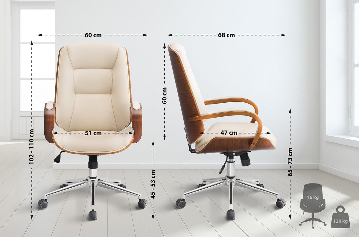 Bureaustoel Yankton walnoot/creme walnuss/creme