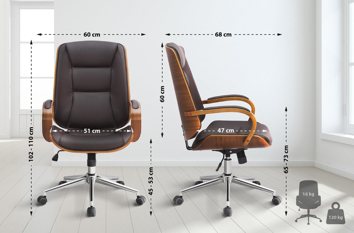 Bureaustoel Yankton walnoot/bruin walnuss/braun