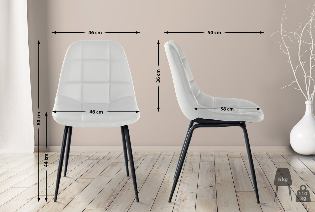 Set van 2 Eetkamerstoelen Tom wit,Kunstleer weiß