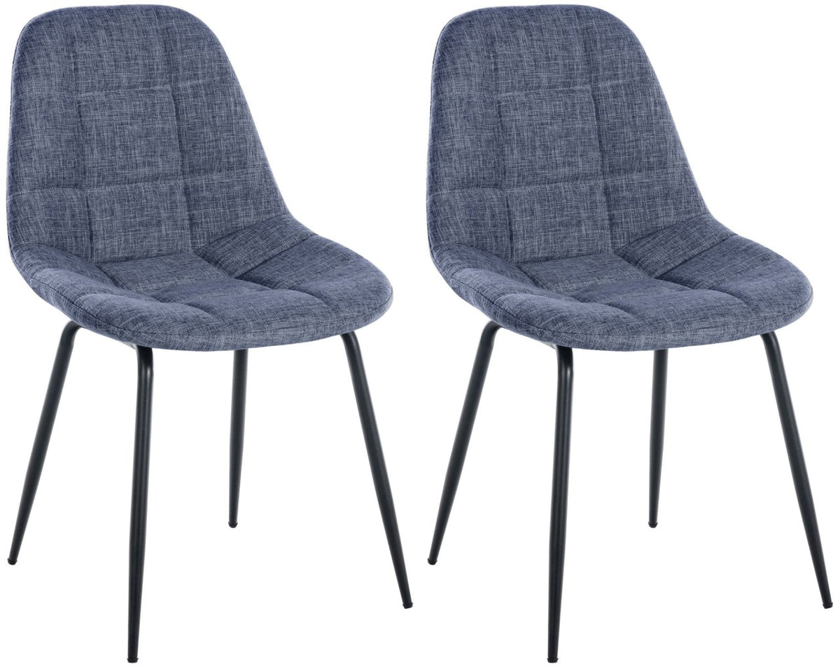 Set van 2 Eetkamerstoelen Tom blauw,Stof blau