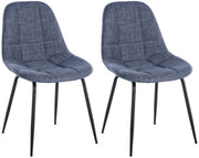Set van 2 Eetkamerstoelen Tom blauw,Stof blau