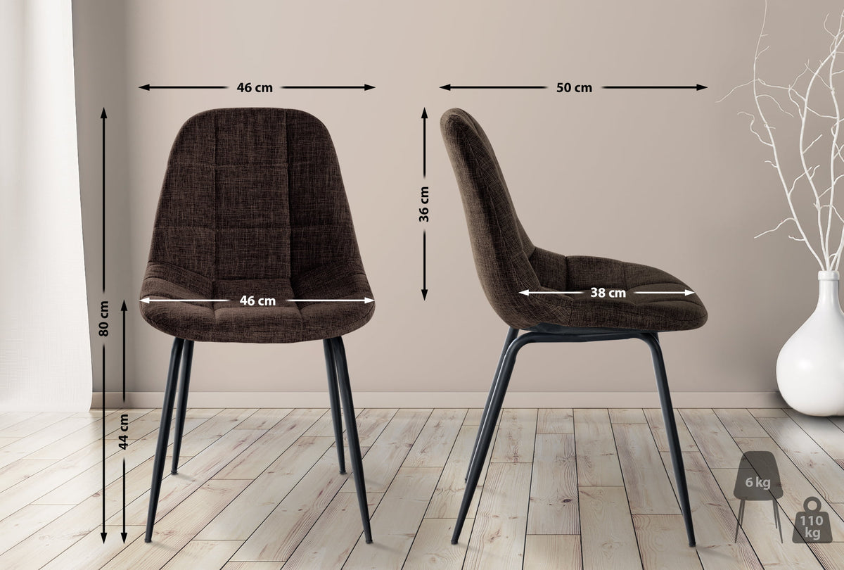 Set van 2 Eetkamerstoelen Tom bruin,Stof braun